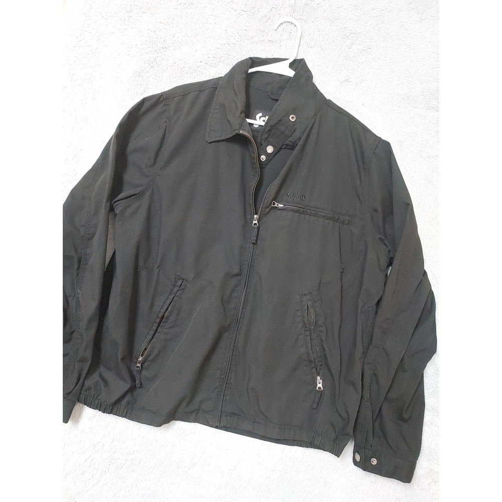 Schott Jacket Mens XL Full Zip Bomber Black Chin Strap Lined NYC Pockets RIP